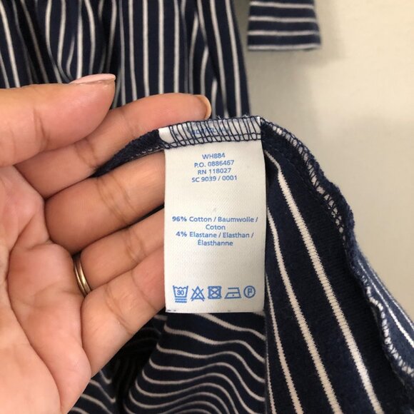 Boden Janie Day Navy White Striped Zip Shoulder Long Sleeve Pocket Dress 10R - Picture 6 of 8